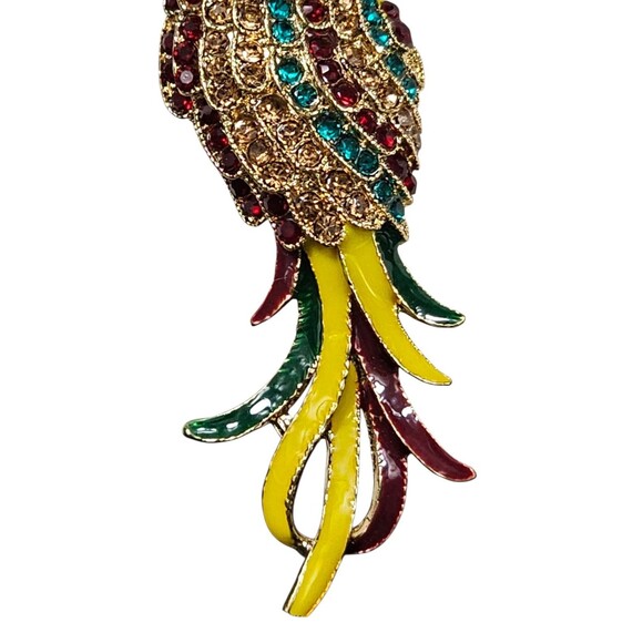 Vintage Colorful Parrot Bird Brooch Pin Rhinestone & Enamel Costume Jewelry - Picture 4 of 4